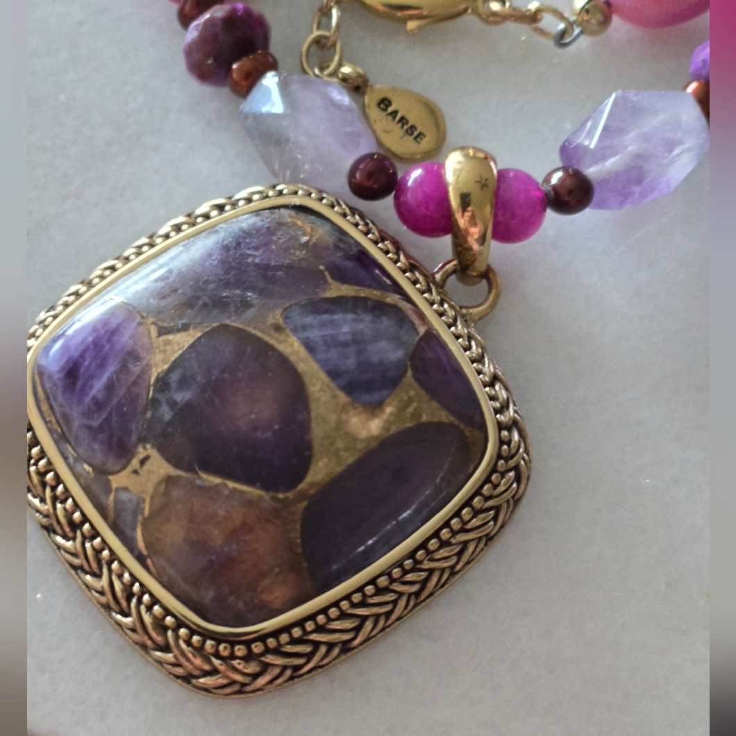 Beautiful Tumbled Stone Barse 17 "Necklace With Pendent See Photos For Details